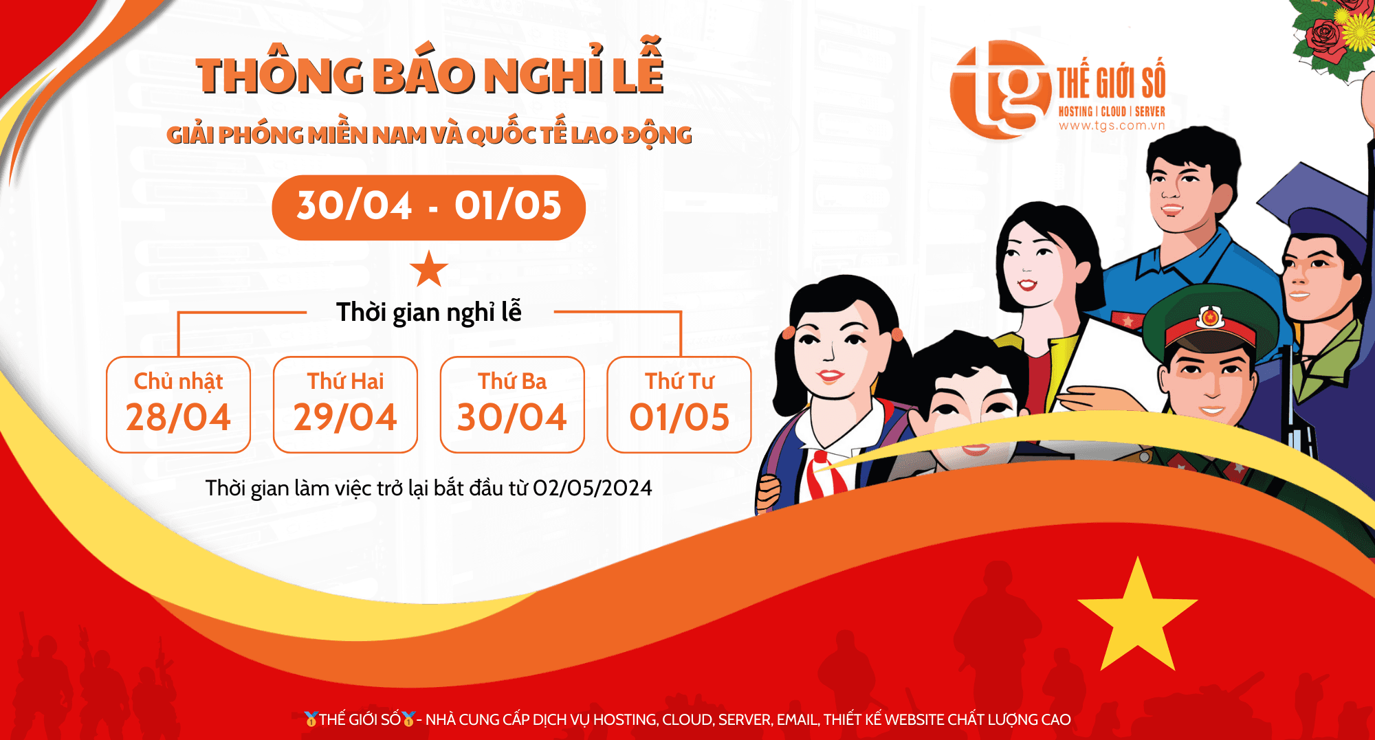 Thông Báo Lịch Nghỉ Lễ Giải Phóng Miền Nam 30/04 Và Quốc Tế Lao Động 01/05